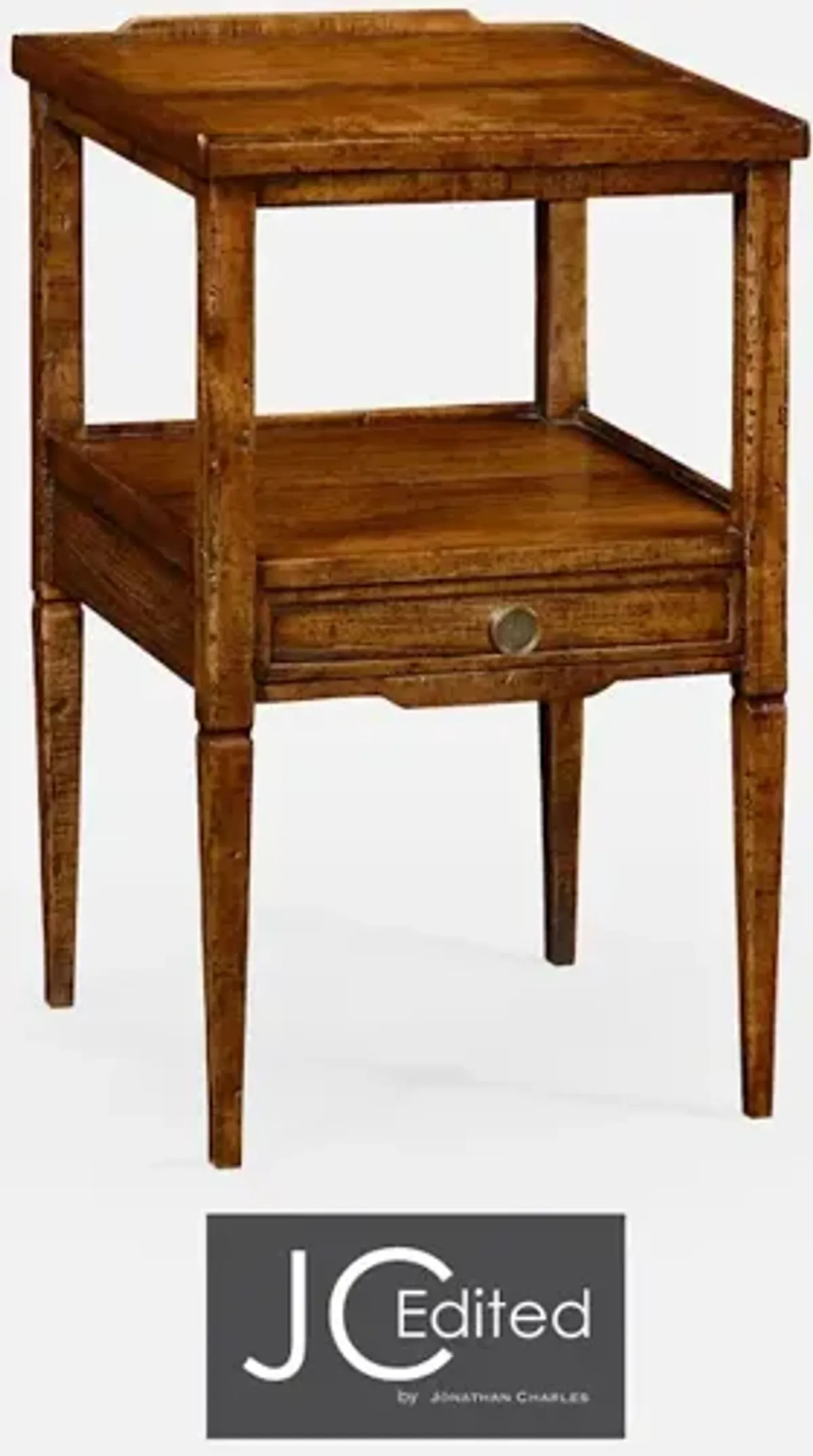 Walnut Square Lamp Table With Drawer