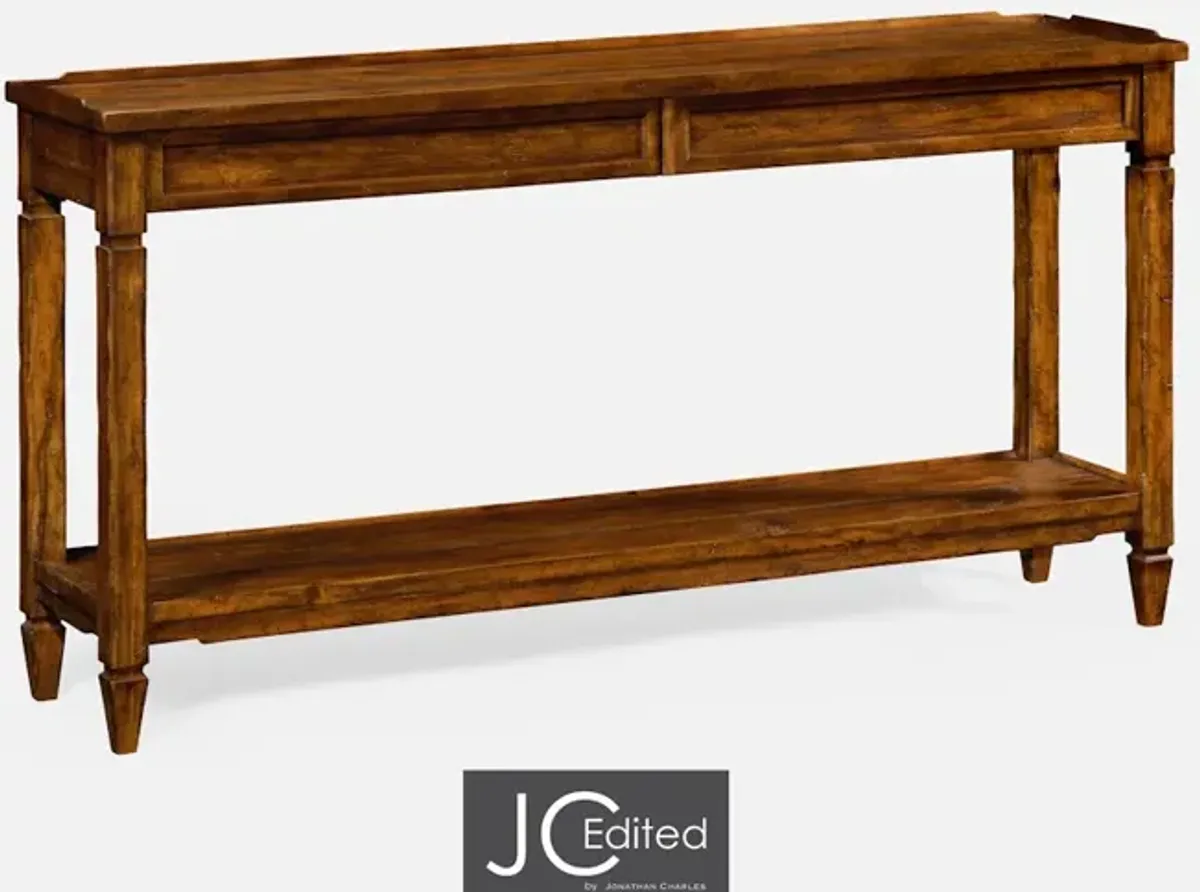 Console Table With Drawers In Rustic Walnut