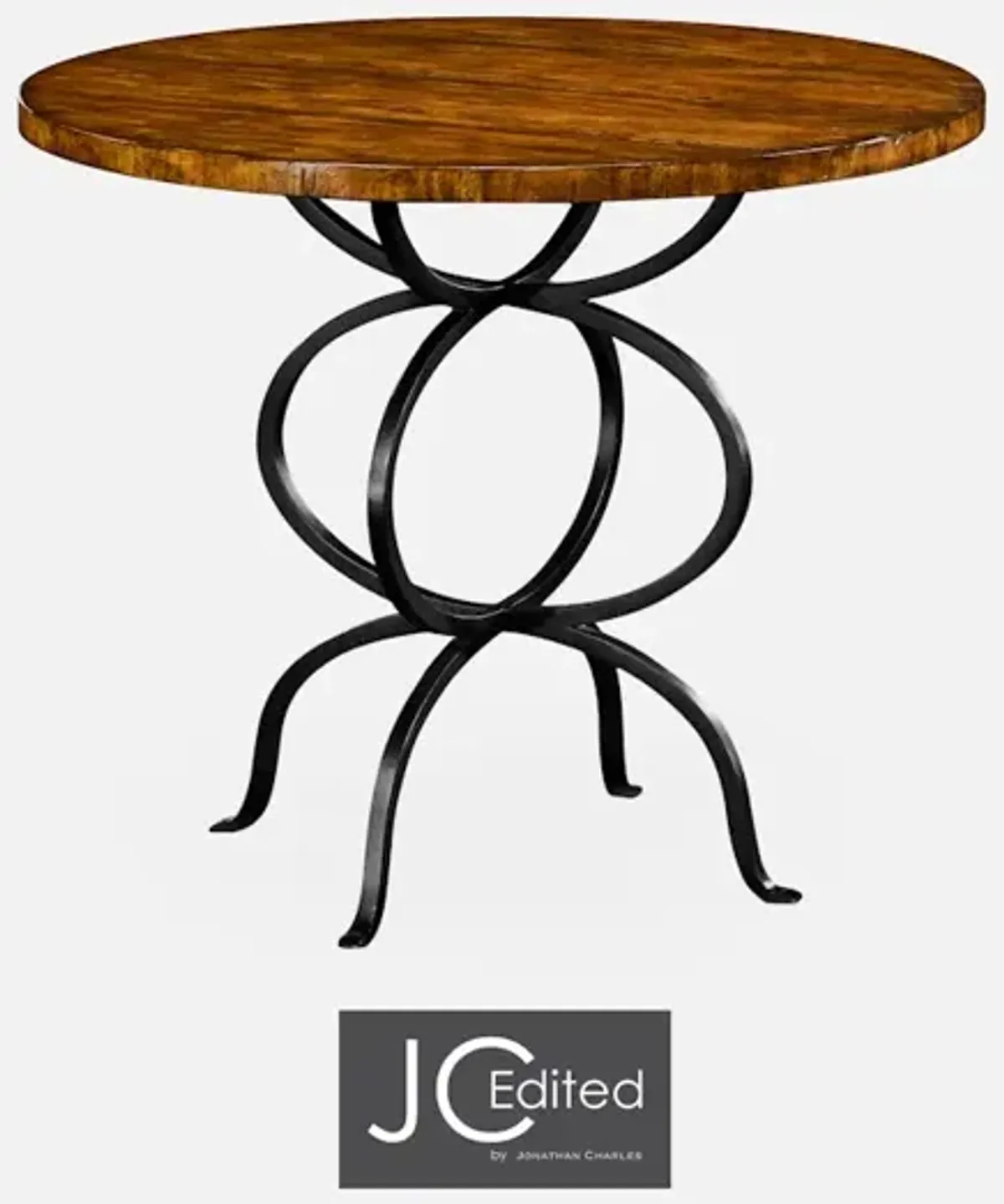 Country Walnut Bistro Style Panelled Round Centre Table
