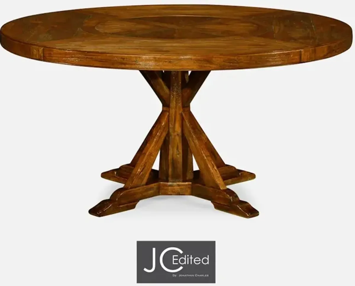 60 Circular Dining Table In Country Walnut