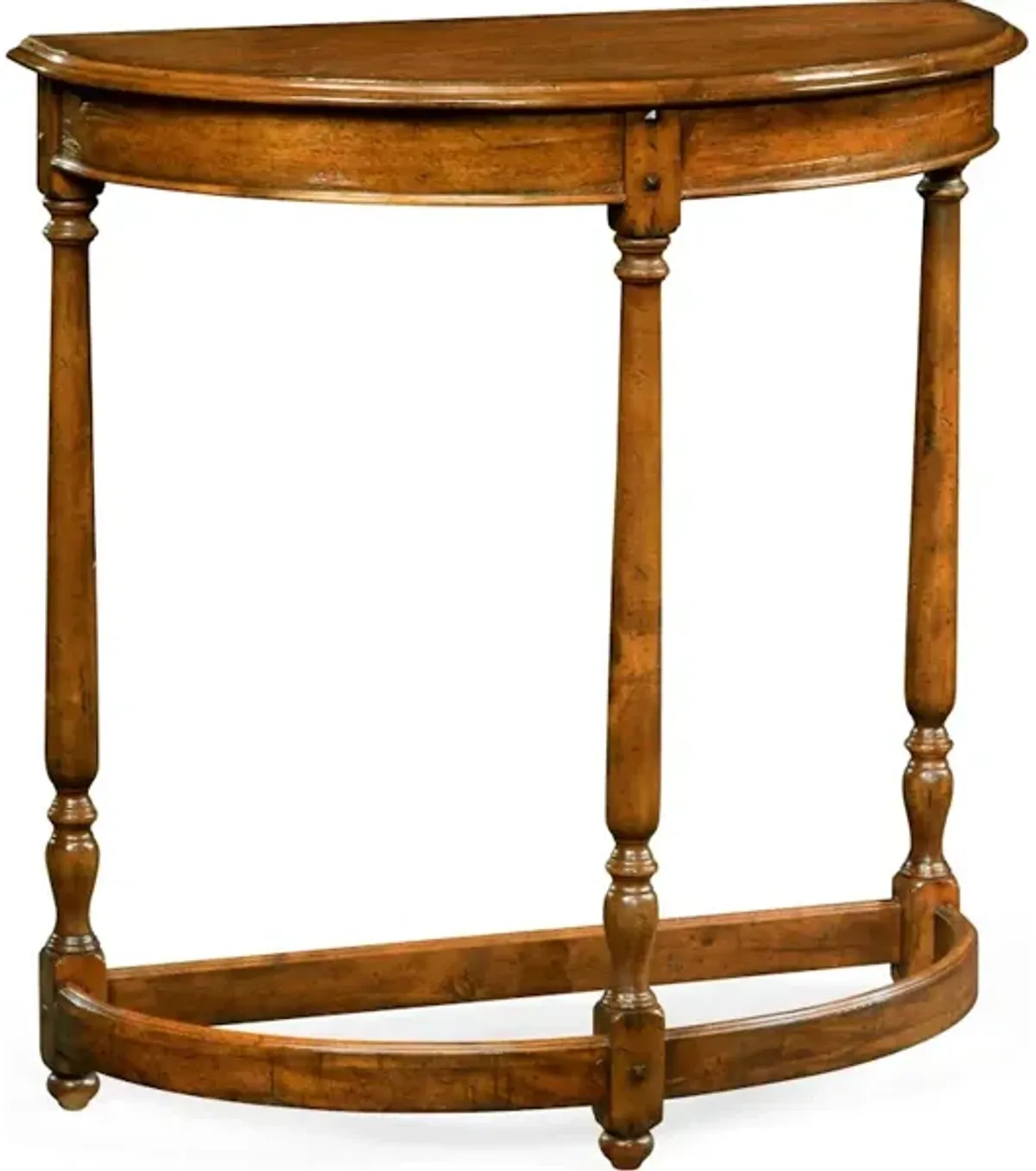 Country Walnut Demilune Console Table