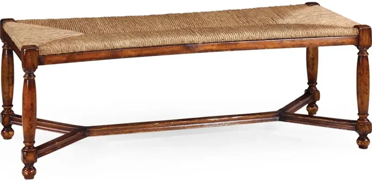 Two Seat Stool With Rush Seat