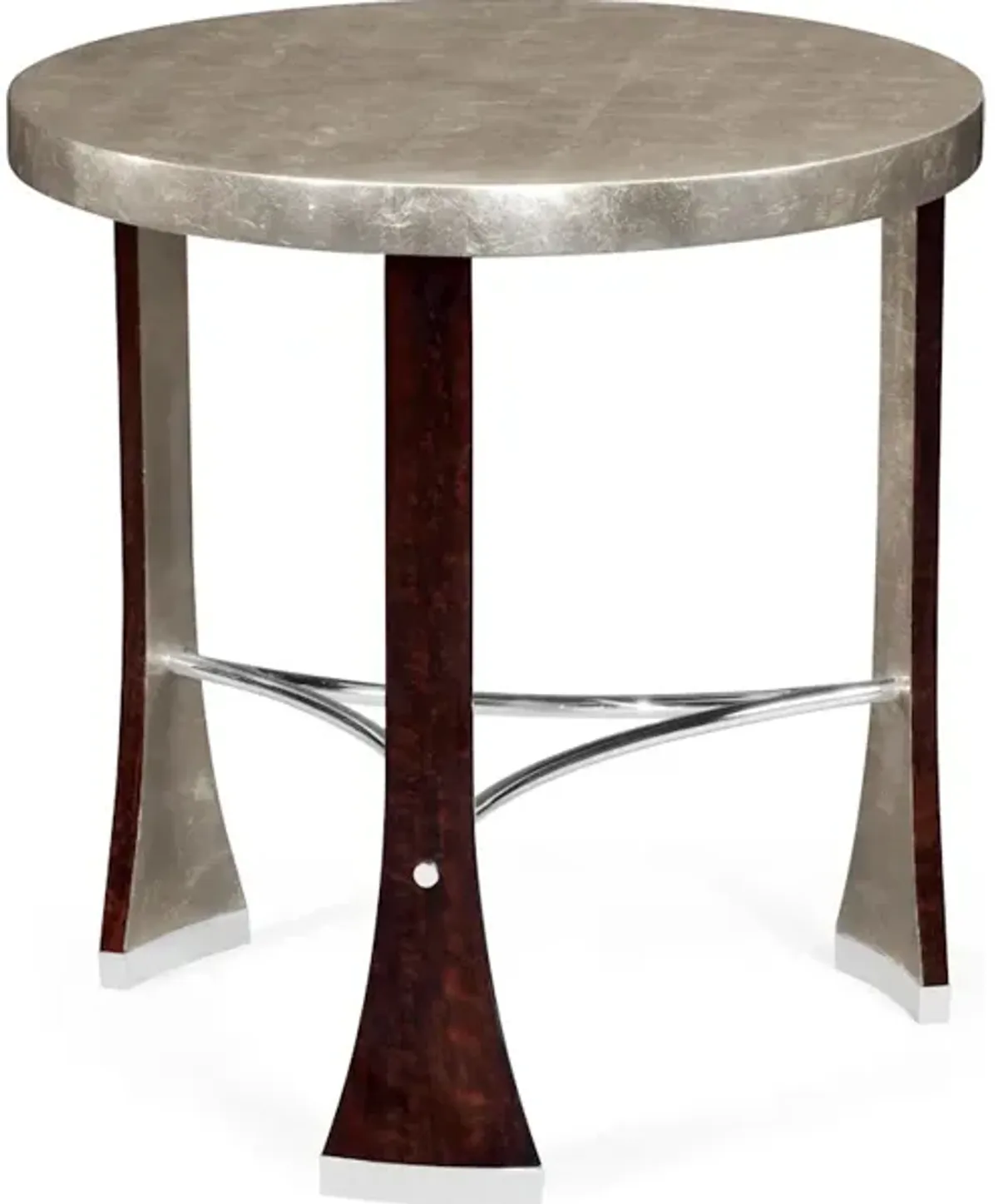 Round Side Table With Stainless Steel Detailing
