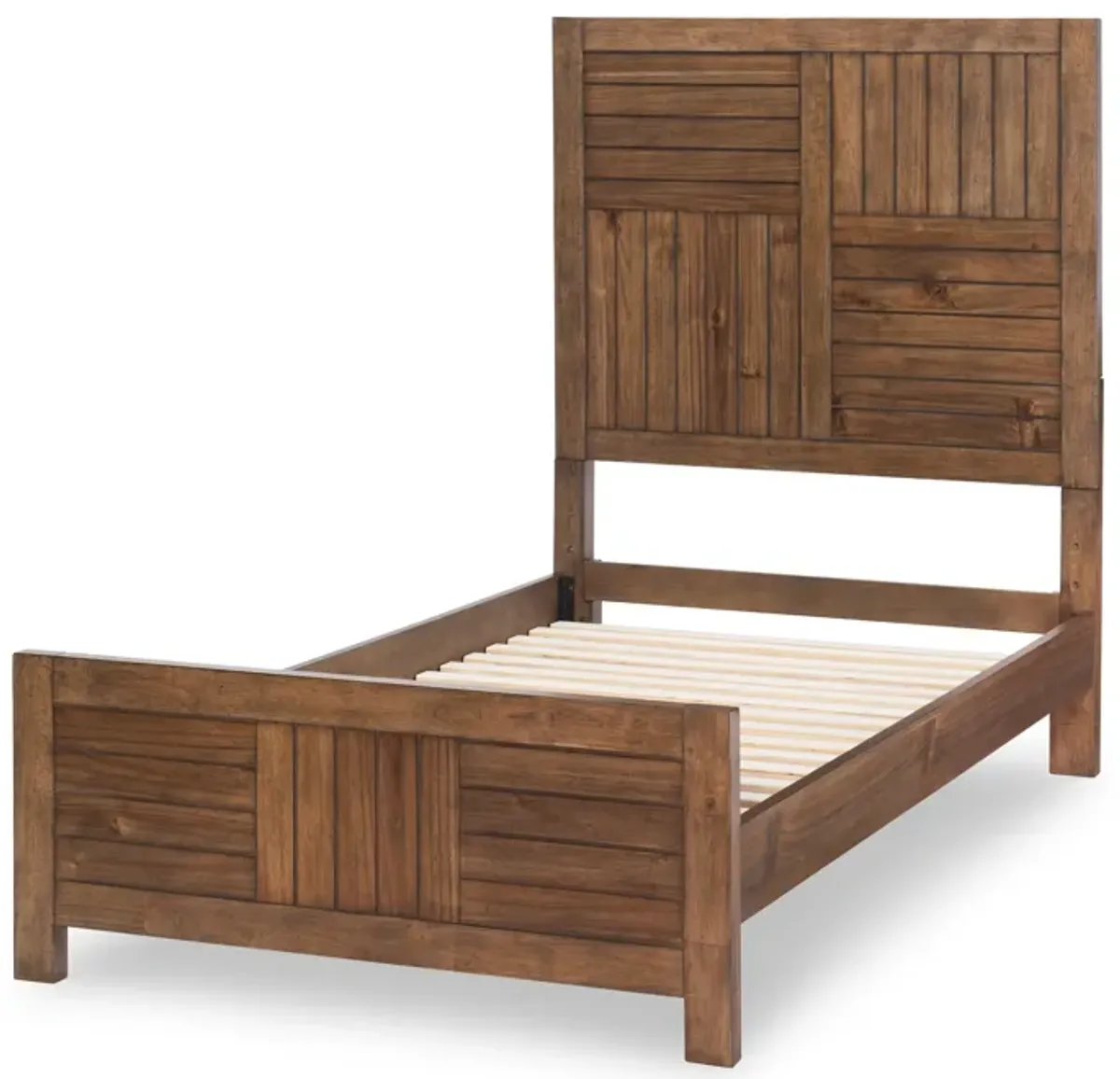 Summer Camp Brown Complete Panel Bed, Twin 3/3 Brown Finish