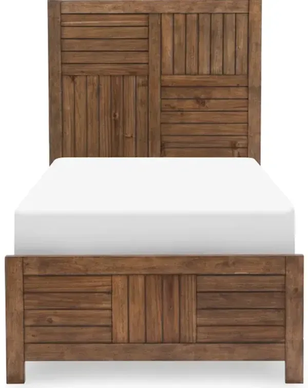 Summer Camp Brown Complete Panel Bed, Twin 3/3 Brown Finish