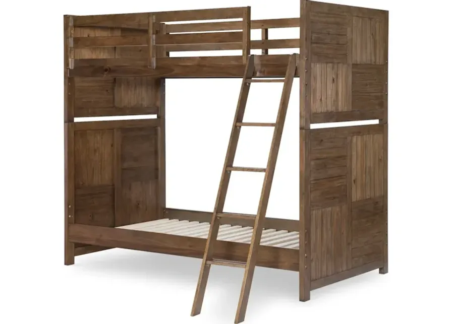 Summer Camp Brown Complete Twin Over Twin Bunk Bed Brown Finish