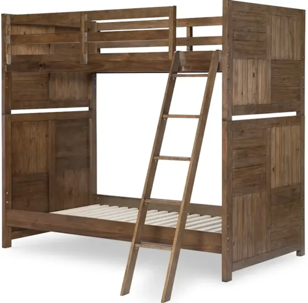 Summer Camp Brown Complete Twin Over Twin Bunk Bed Brown Finish