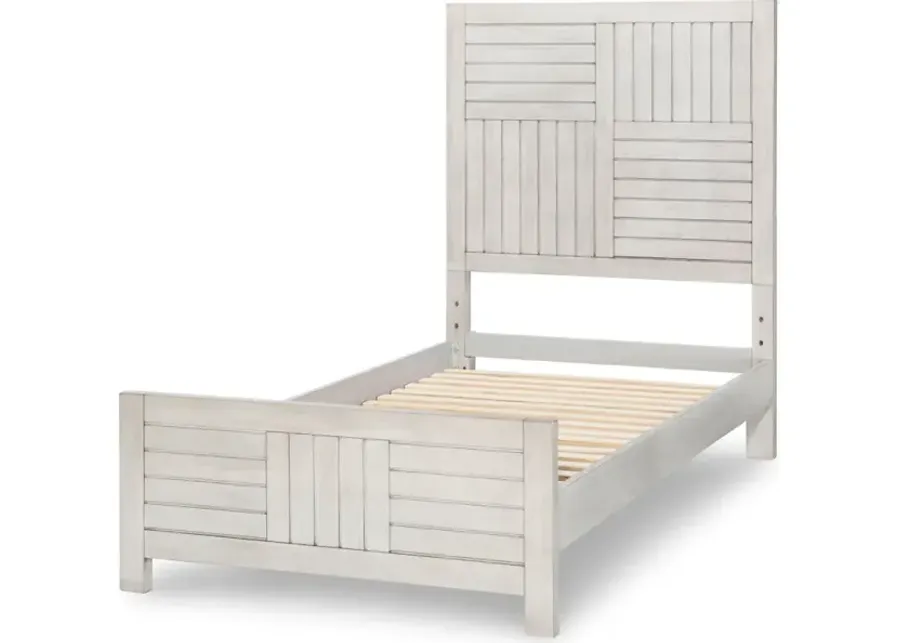 Summer Camp Gray Complete Panel Bed, Twin 3/3 White Finish