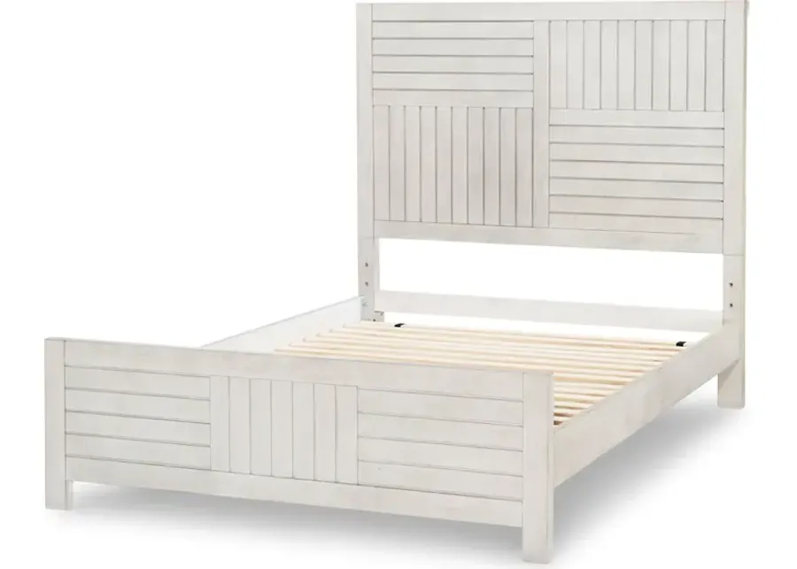 Summer Camp Gray Complete Panel Bed, Full 4/6 White Finish