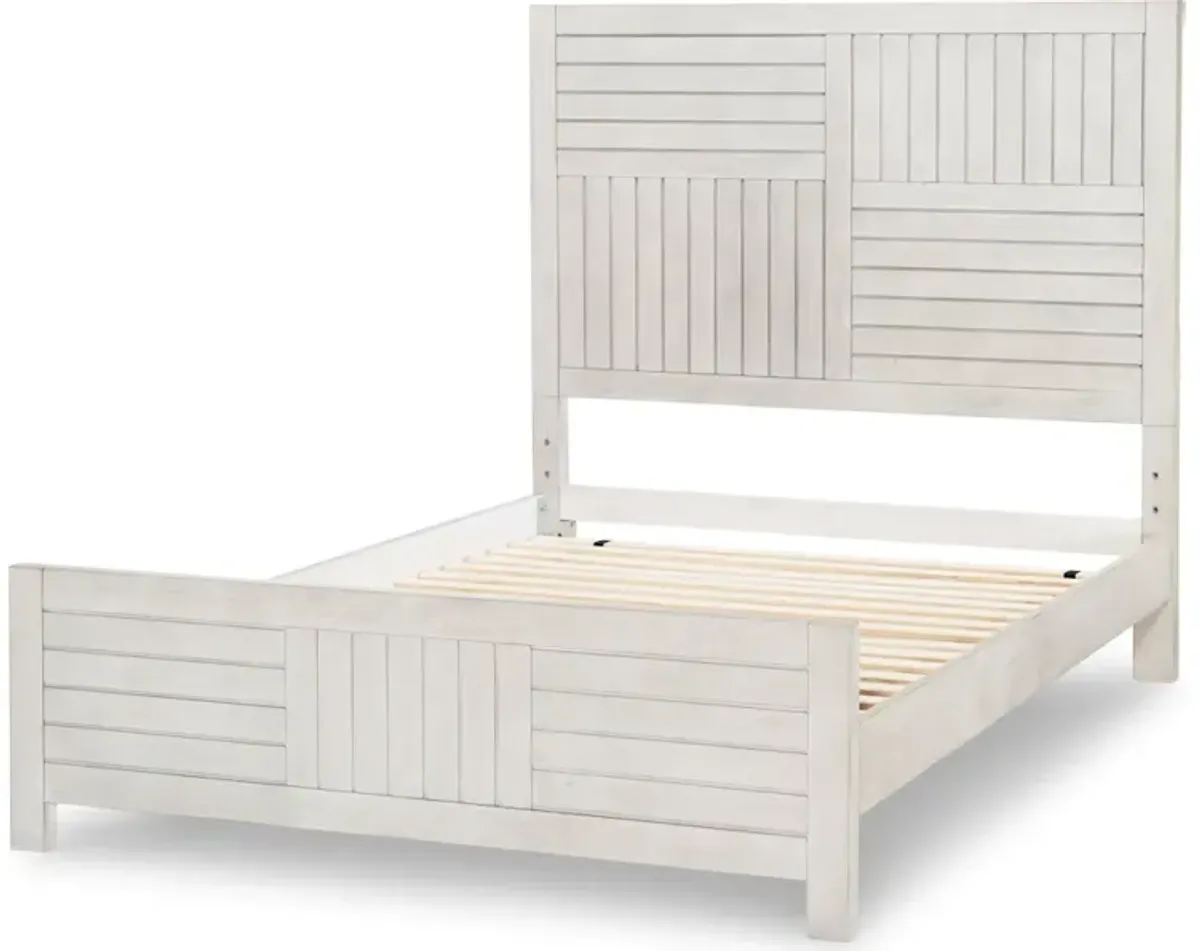 Summer Camp Gray Complete Panel Bed, Full 4/6 White Finish