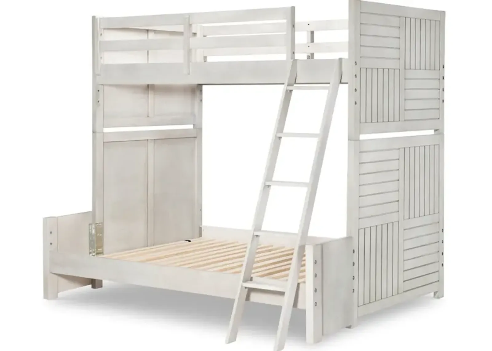 Summer Camp Gray Complete Twin Over Full Bunk Bed White Finish