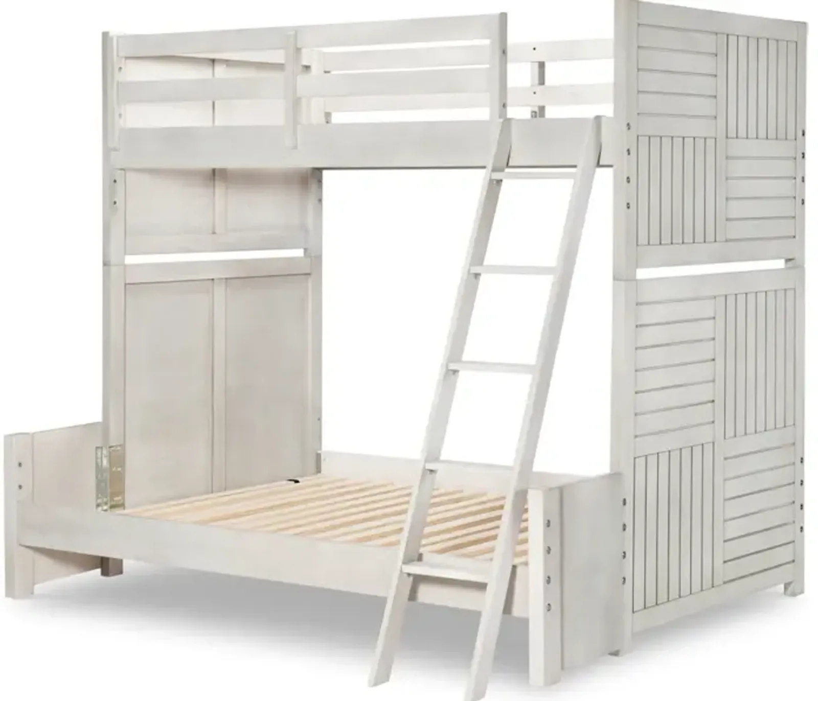 Summer Camp Gray Complete Twin Over Full Bunk Bed White Finish