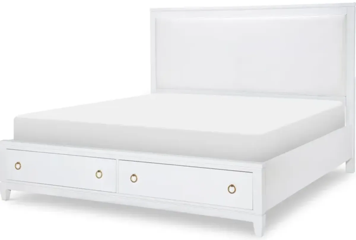 Summerland White Complete Upholstered Bed W Storage Queen 50 White Finish