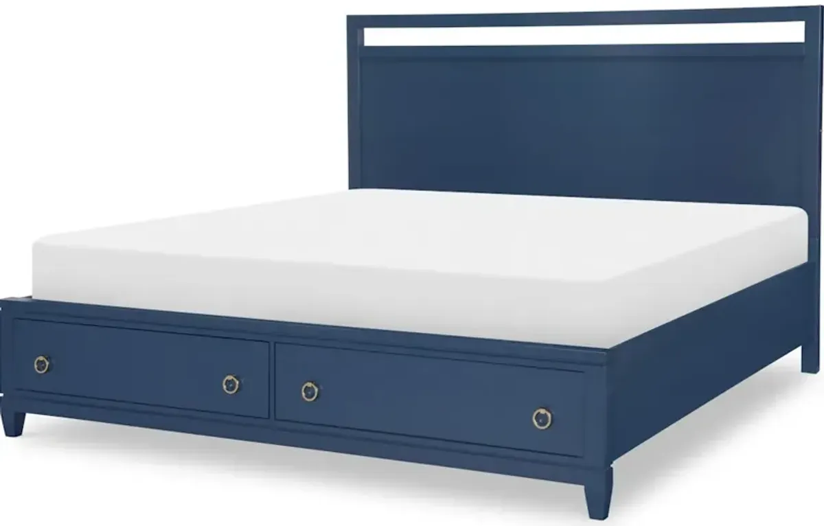 Summerland Inkwell Complete Panel Bed W Storage Queen 50 Blue Finish