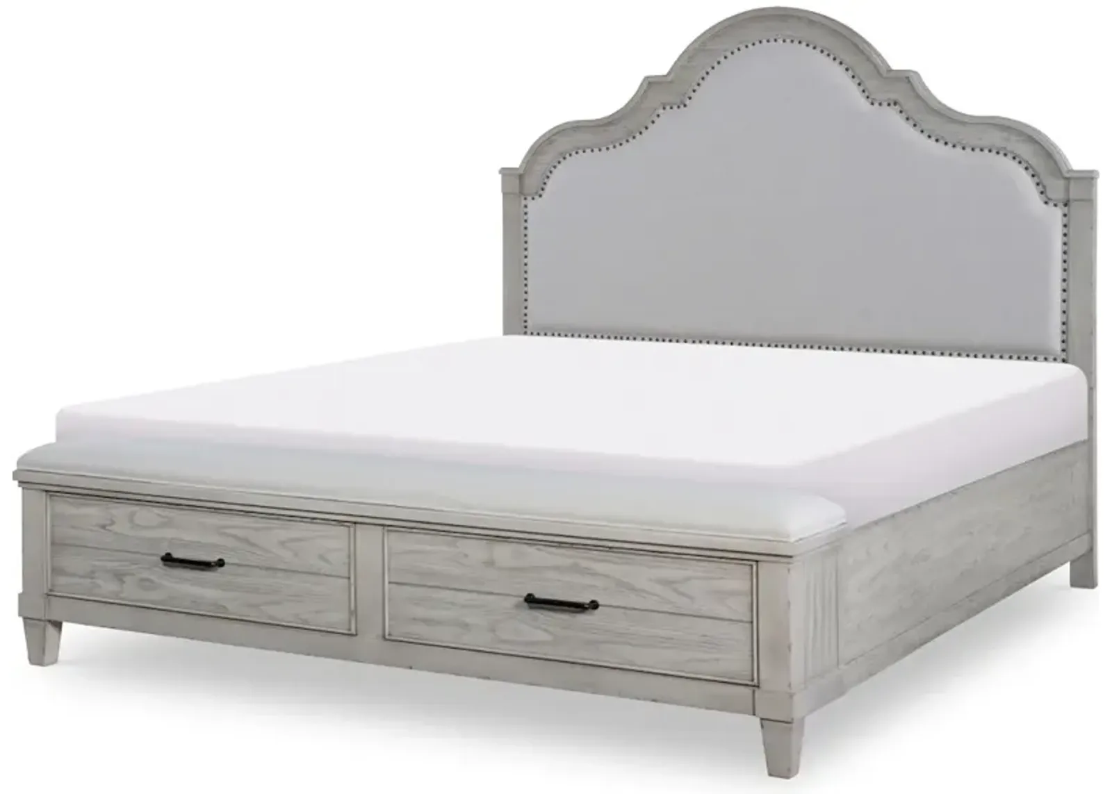 Belhaven Upholstered Panel Bed W Stg Footboard Queen 50