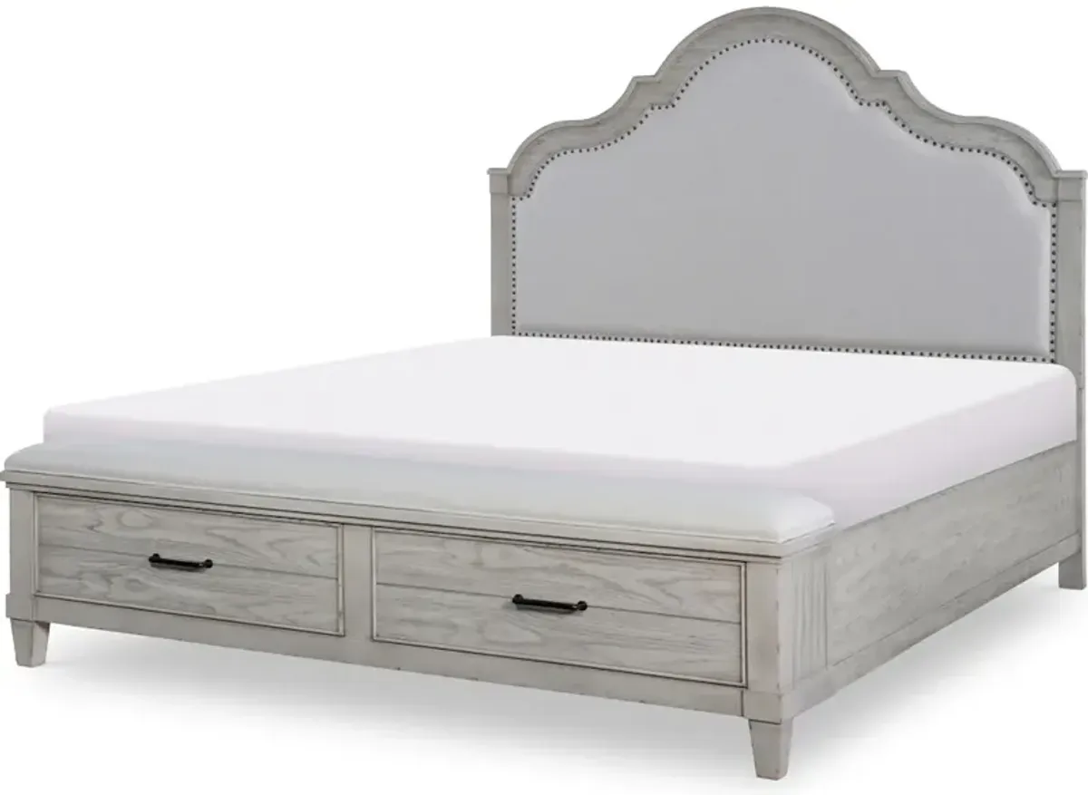 Belhaven Upholstered Panel Bed W Stg Footboard Queen 50