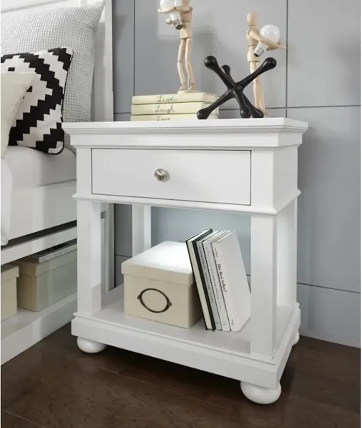 Canterbury White Open Night Stand White Finish