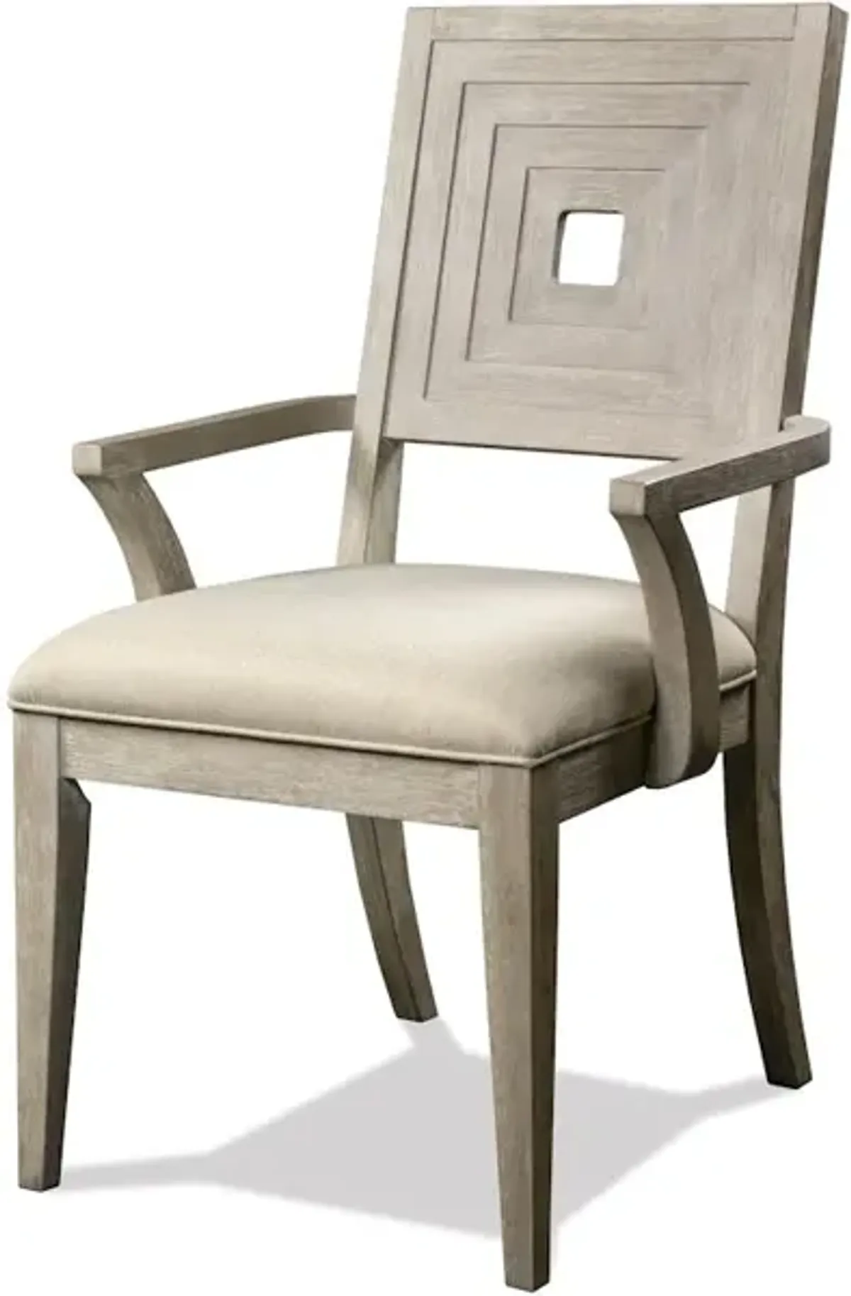 Upholstered Wood Back Arm Chair