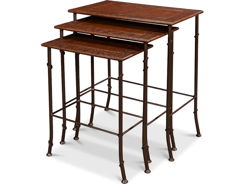 Kew Gardens Leather Nesting Tables