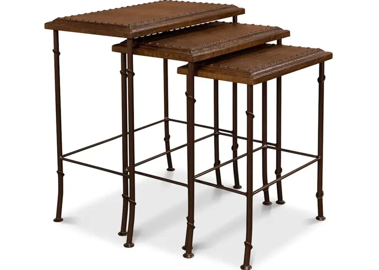 Croc Leather Nesting Tables Set/3