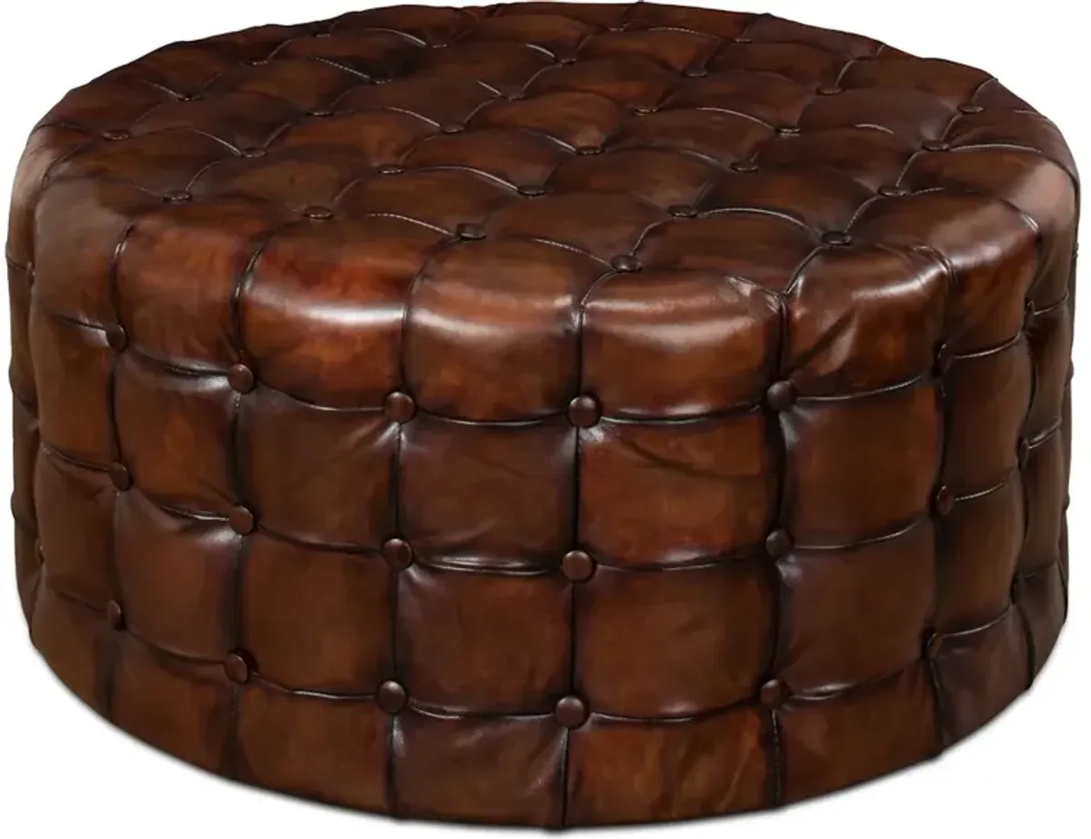 Leather Tufted Ottoman
