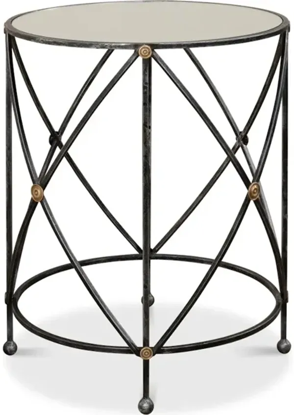 Drum & Fife Lamp Table W/Mirror Glass Top