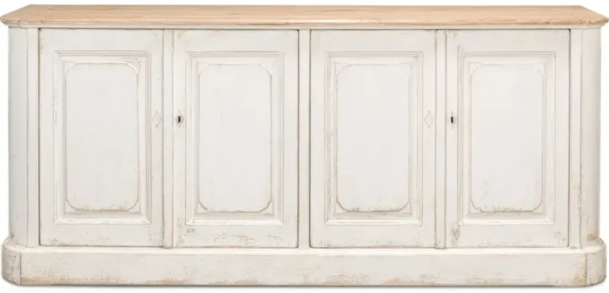 Antique Whitewash Sideboard 4 Door