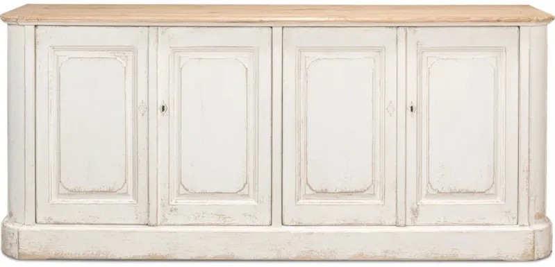 Antique Whitewash Sideboard 4 Door