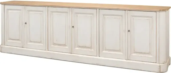 Antique Whitewash Sideboard 6 Door