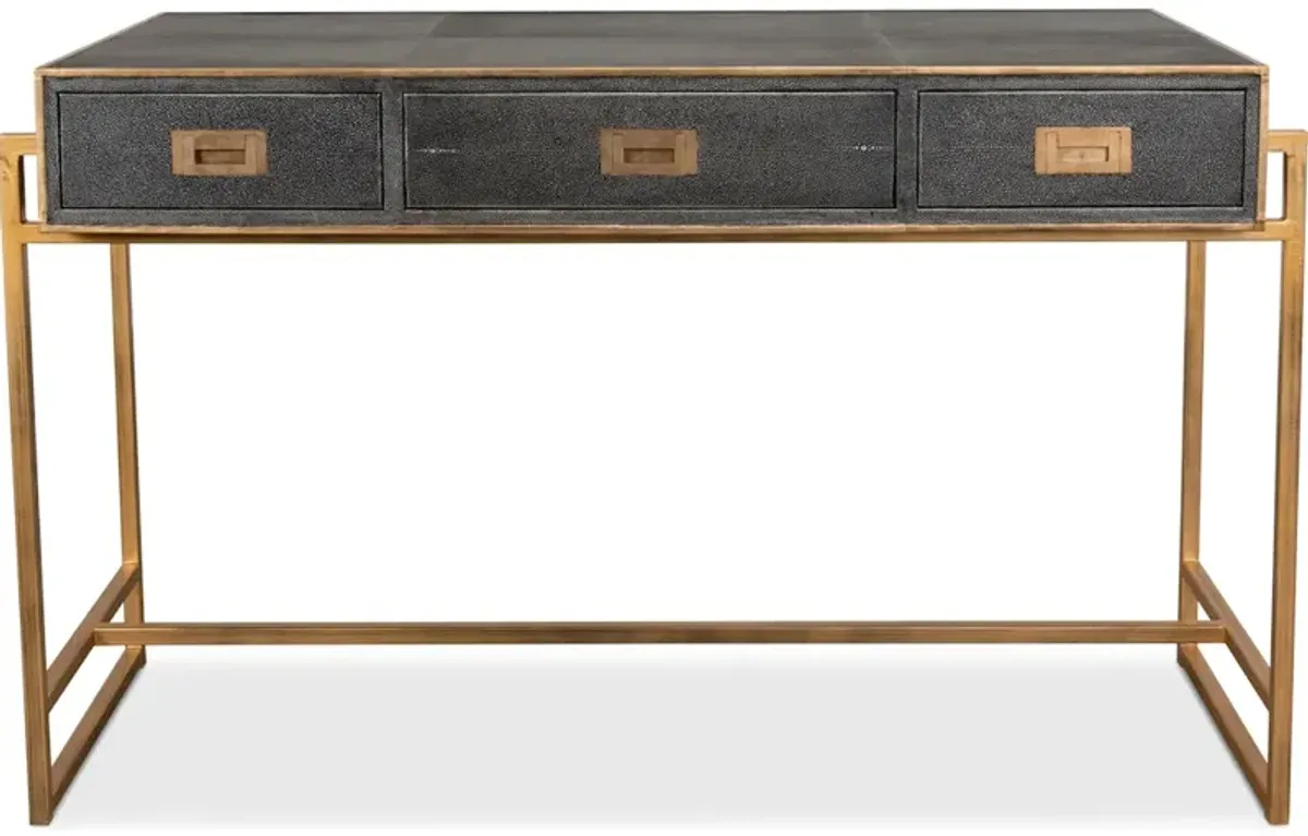 Grey Leather Shagreen Desk