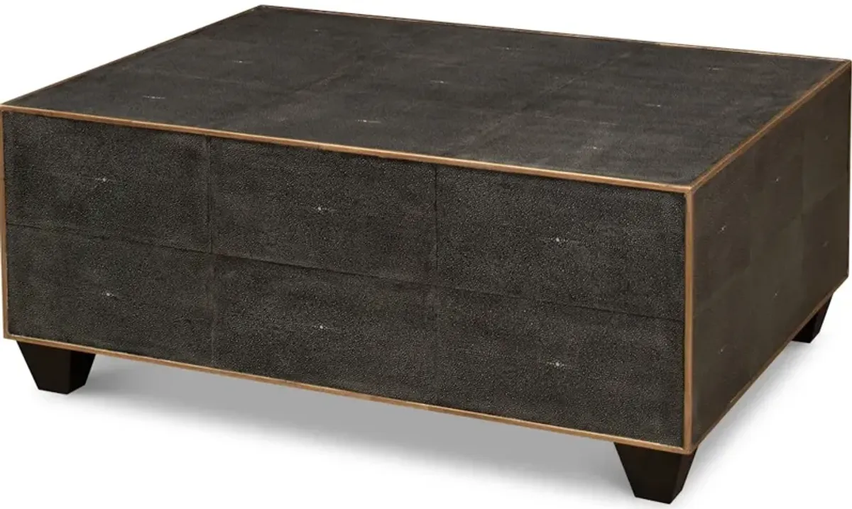 *Grey Leather Shagreen Cocktail Table