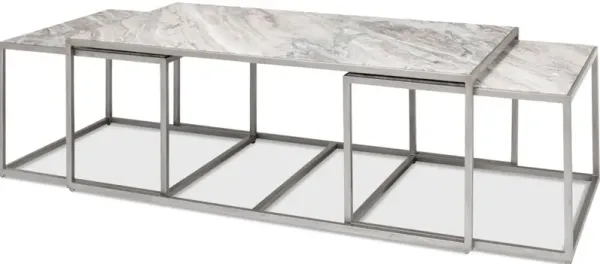 Set Of 3 Nesting Low Tables Marble Tops