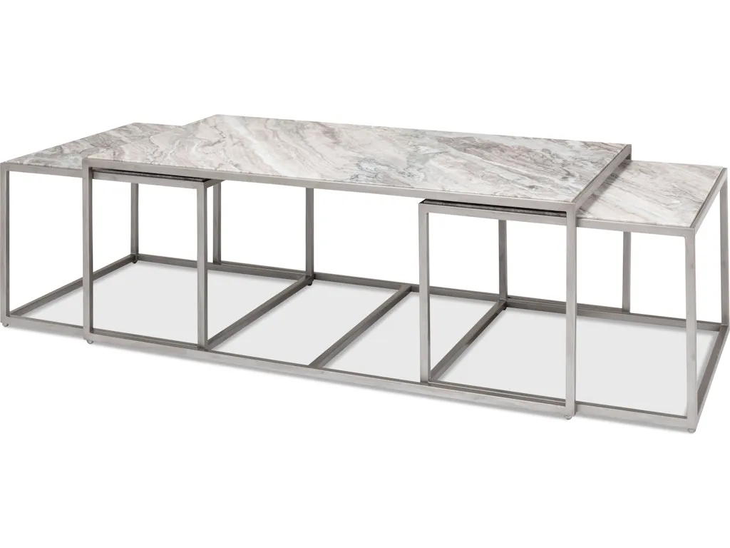 Set Of 3 Nesting Low Tables Marble Tops