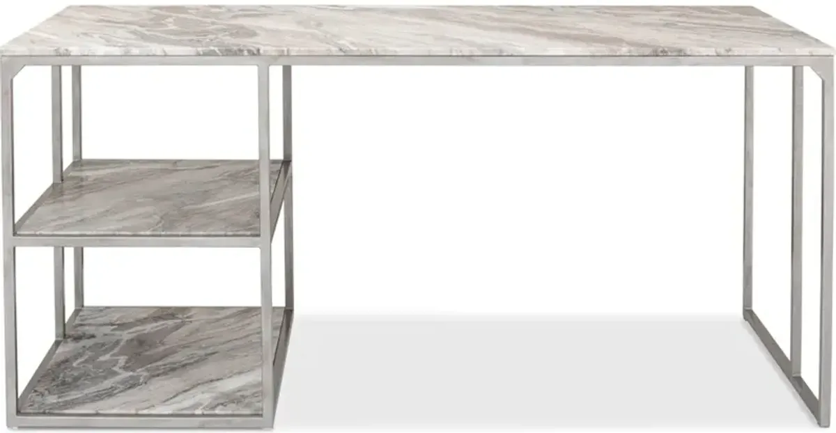 Open Desk With Shelves Marble Top