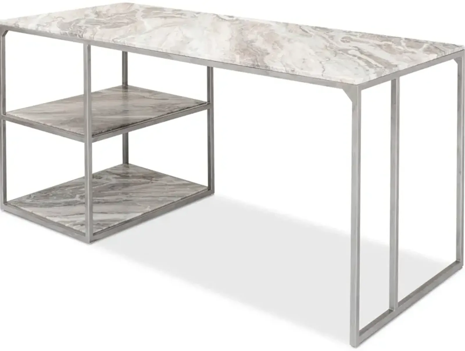 Open Desk With Shelves Marble Top