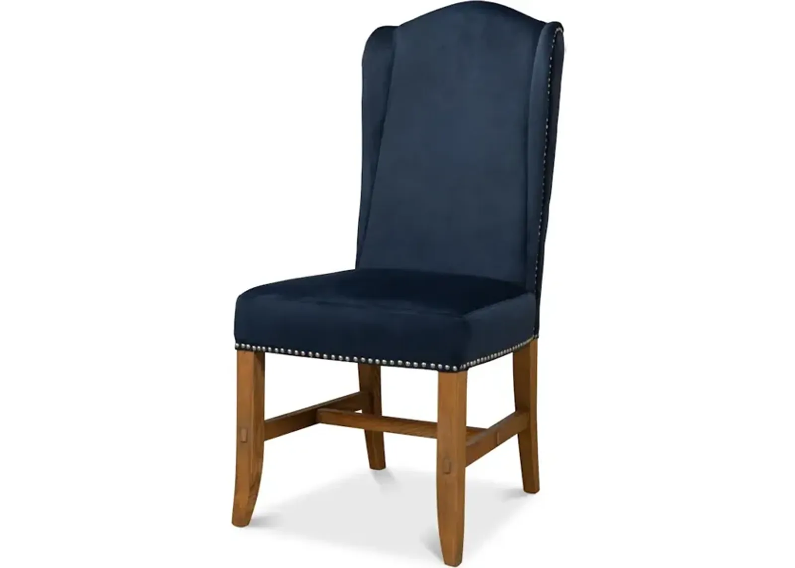 High Back Dining Chair Blue Velvet