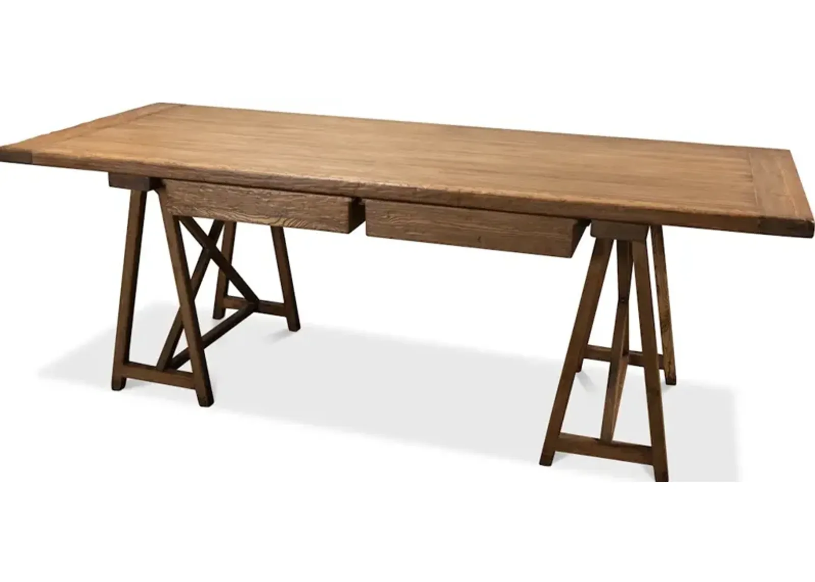 Sawhorse Desk Natural Polished Old Pine