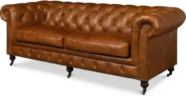 Tufted English Club Sofa Cuba Brown
