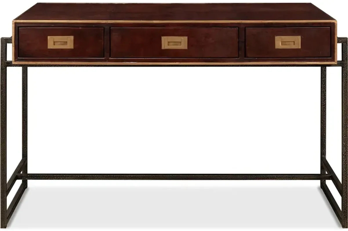 Old Brown Leather Desk