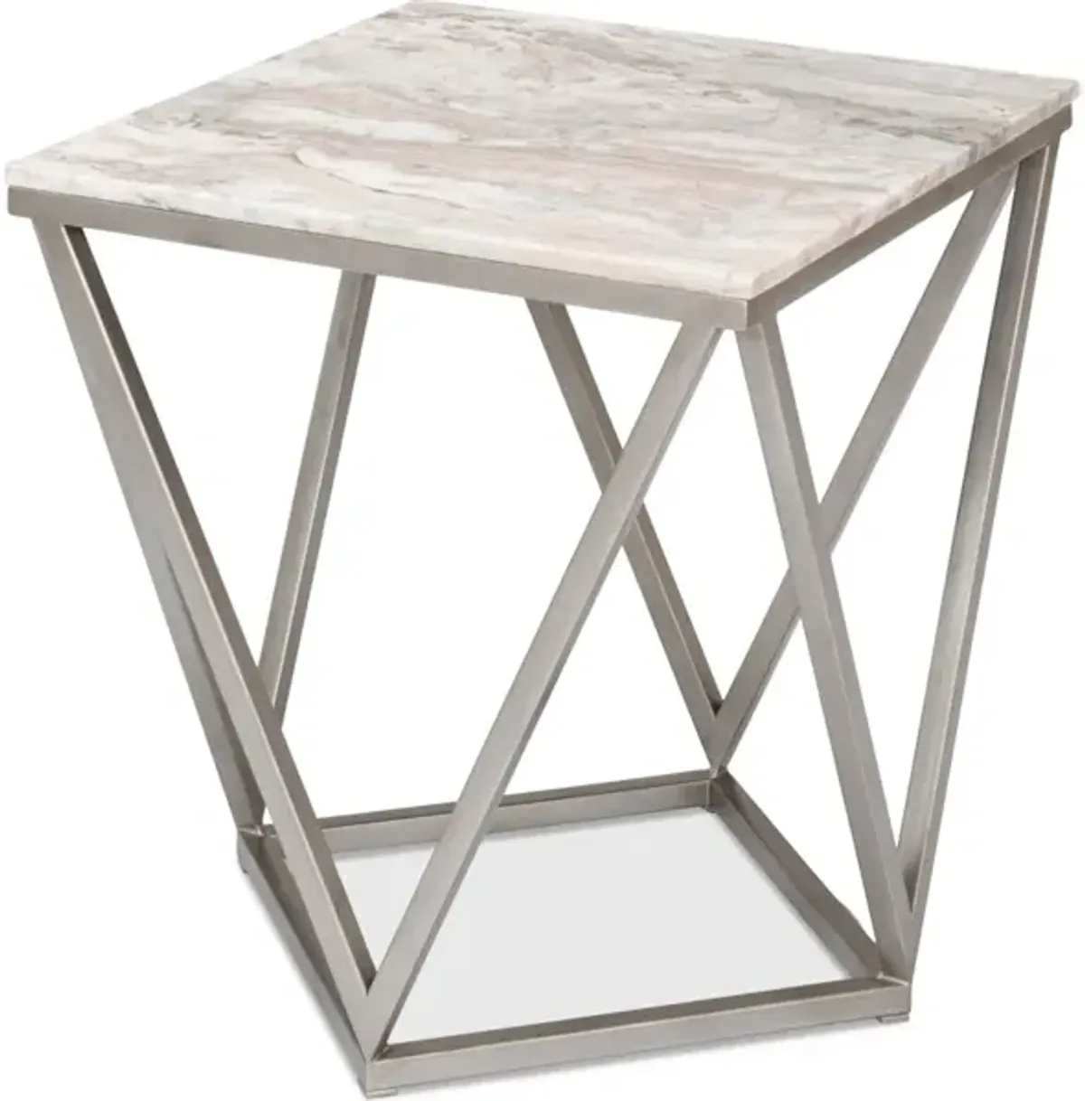 Trapezoid Side Table Marble Top