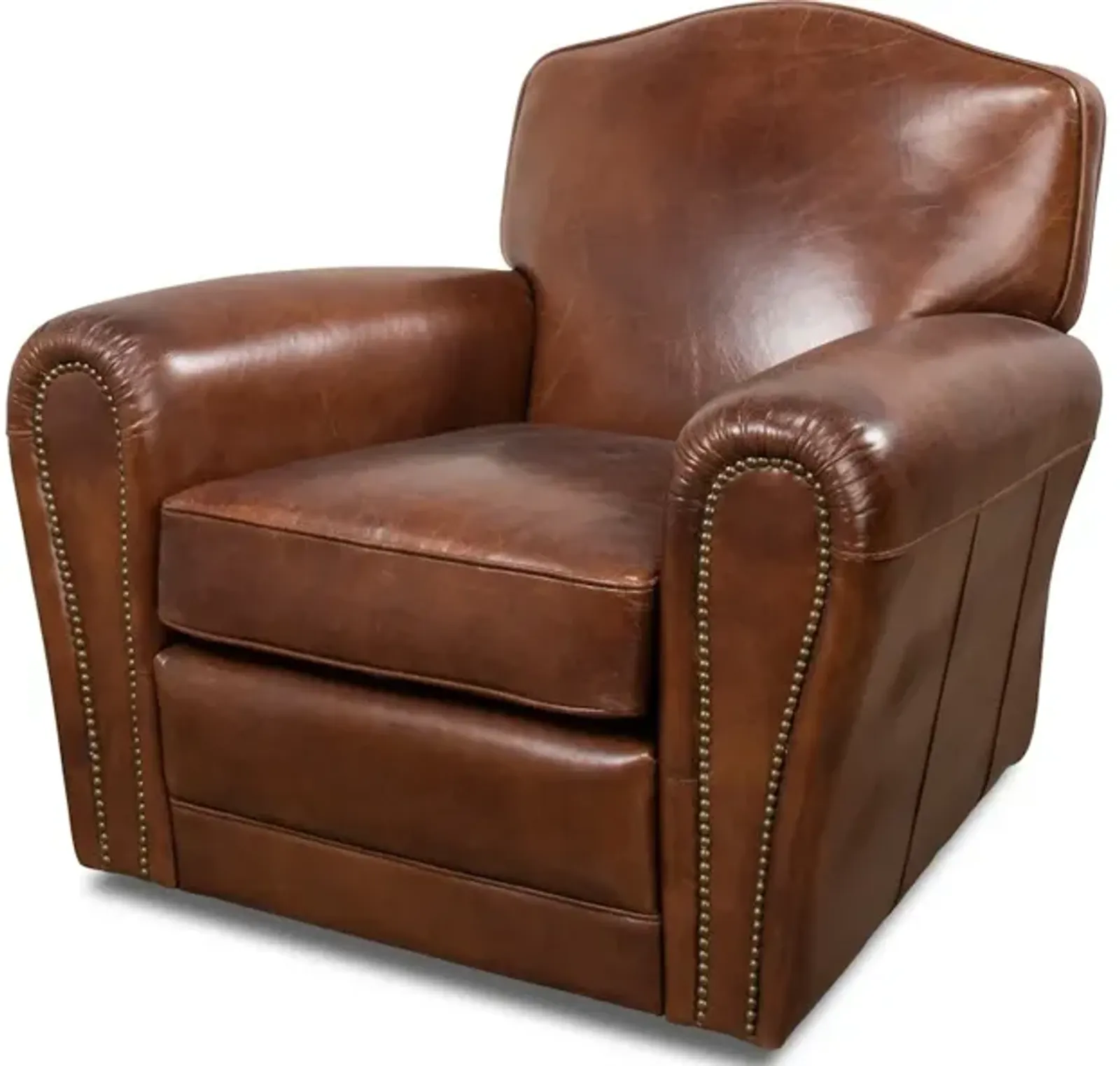 Elite French Club Chair Swivel Vntg Cigar