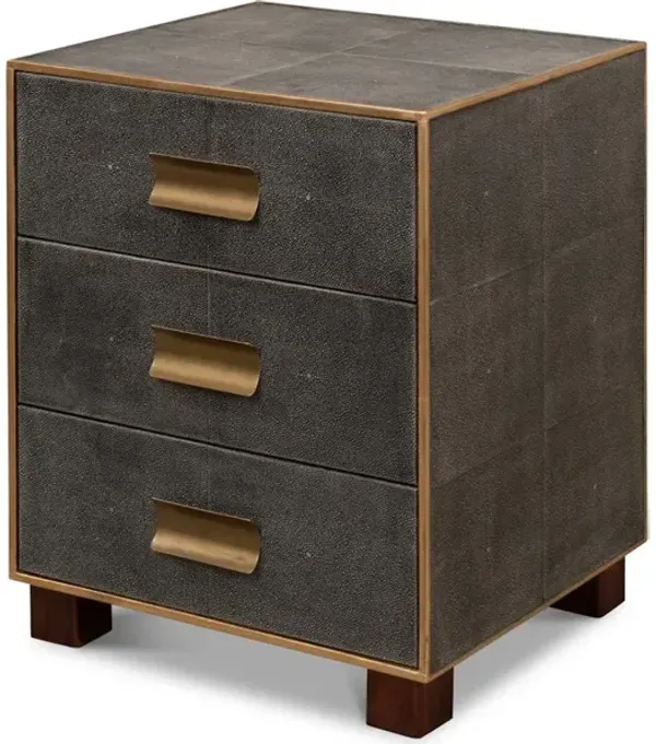 Shagreen 3 Drawer Side Table Ant. Grey