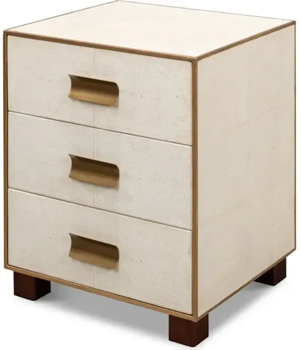 Shagreen 3 Drawer Side Table Osprey Wht