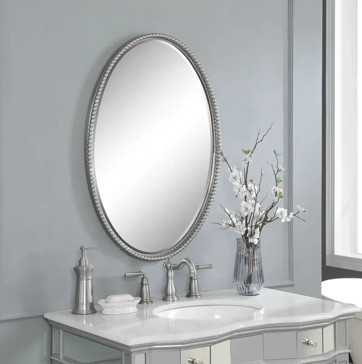 Sherise Brushed Nickel Oval Mirror