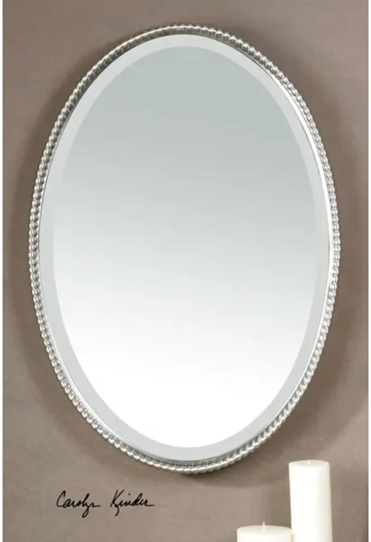 Sherise Brushed Nickel Oval Mirror