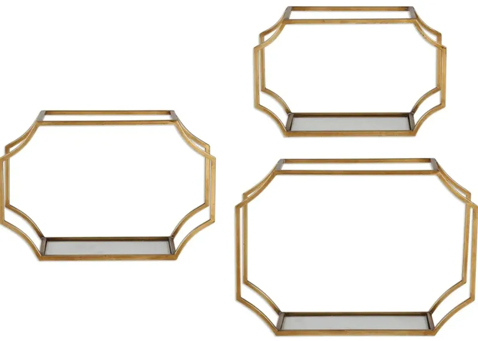 Lindee Gold Wall Shelves S/3