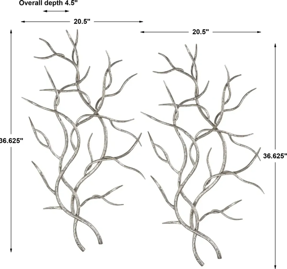 Silver Branches Wall Art Set/2