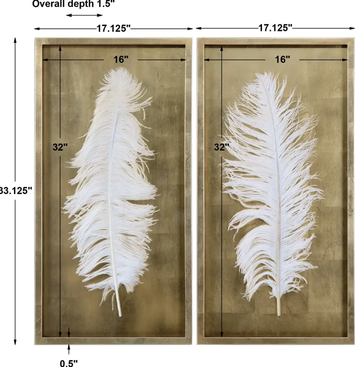 White Feathers Gold Shadow Box Set/2