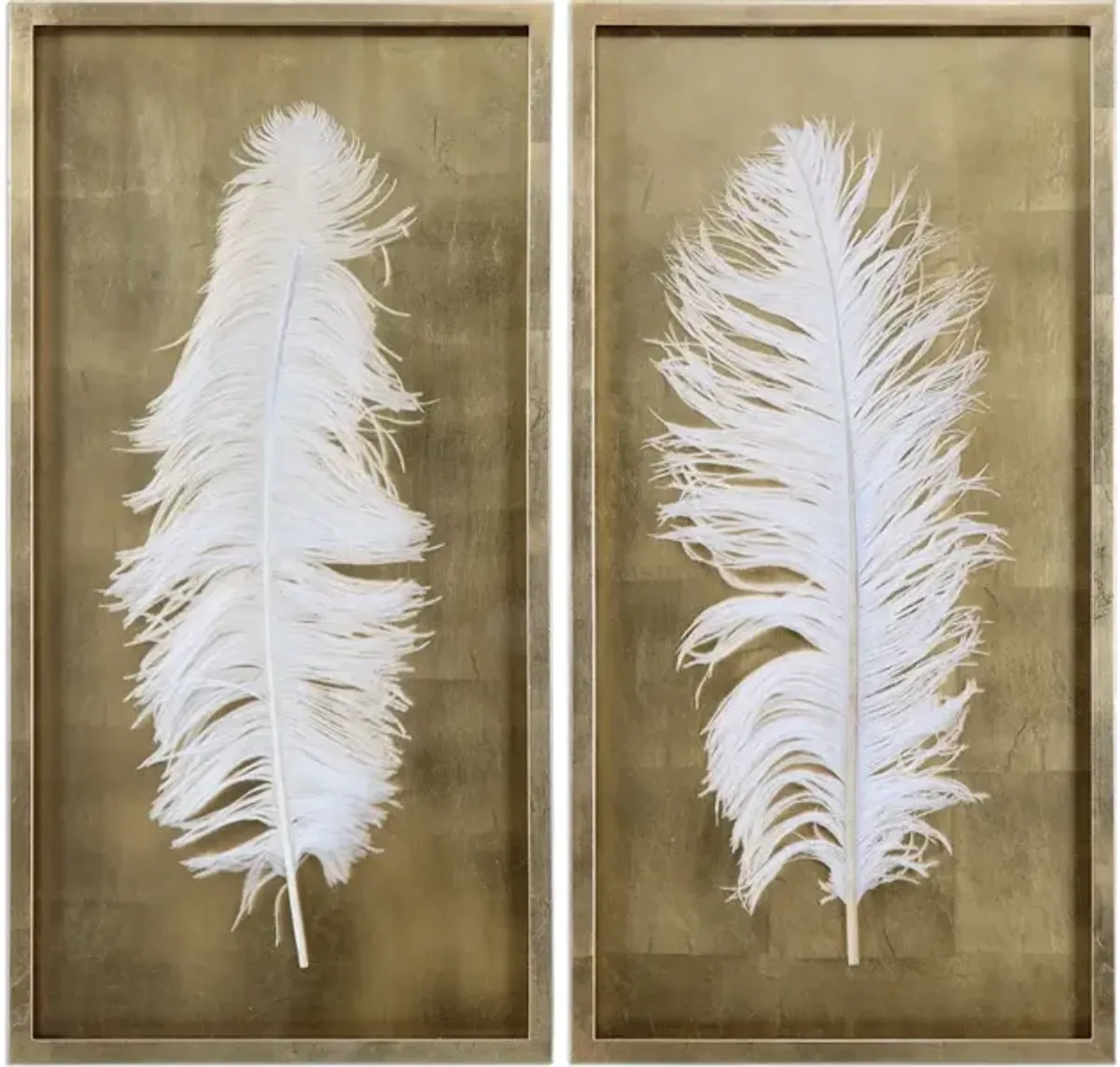 White Feathers Gold Shadow Box Set/2