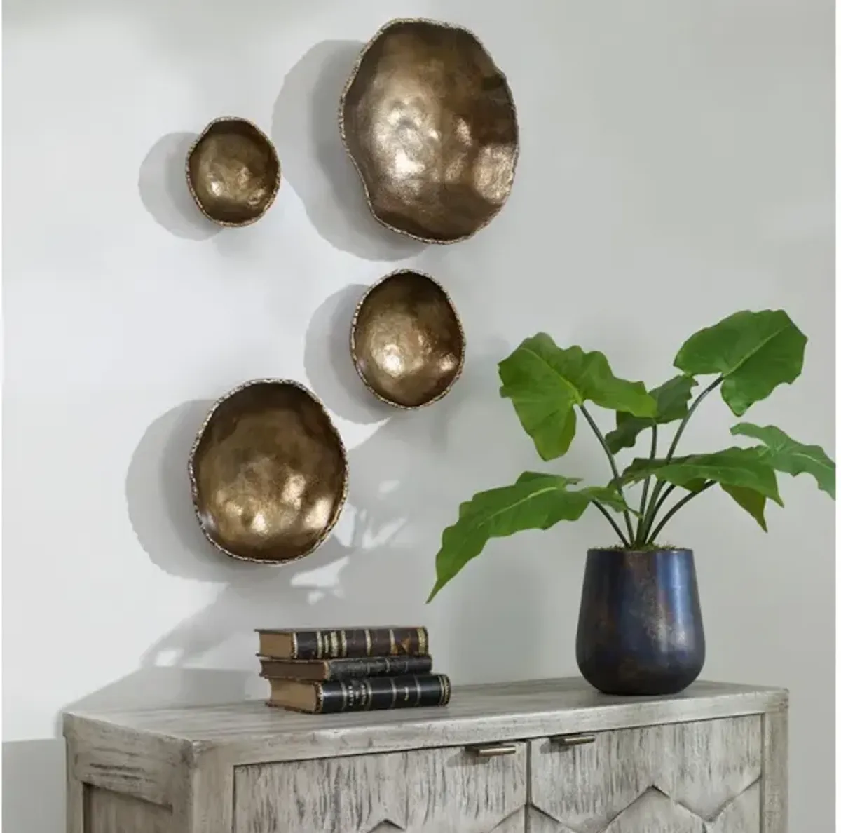 Lucky Coins Brass Wall Bowls, S/4